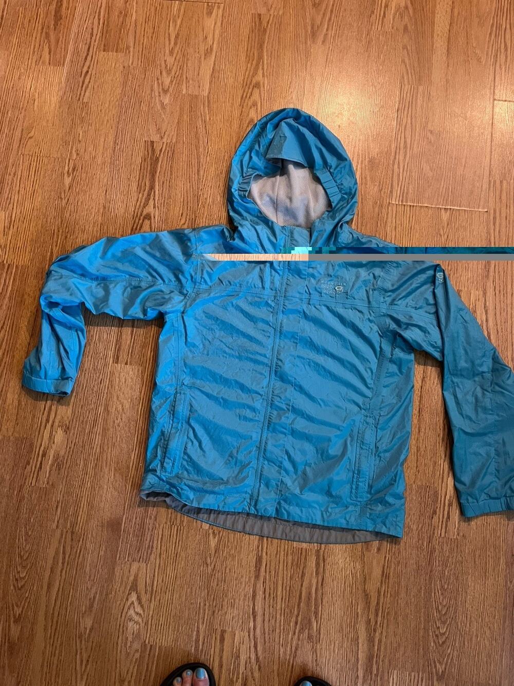 Mountain Hardwear Youth Blue Hooded Windbreaker Jacket Zip Size L/G